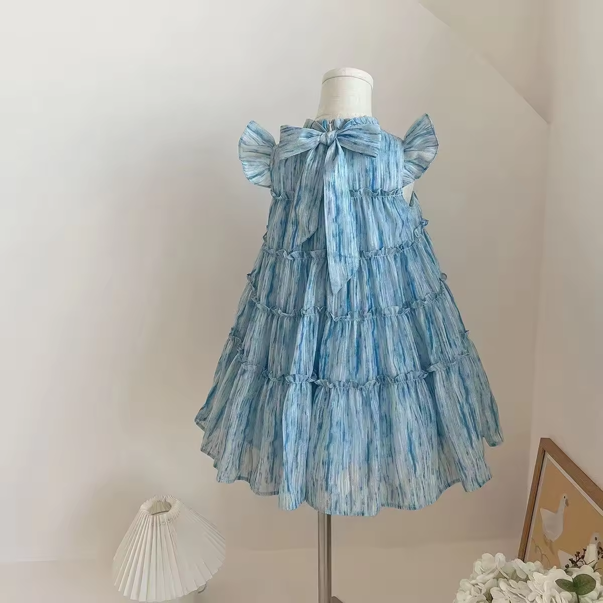 Small Fly Sleeve Dress Summer Cake Skirt Childrens Girl - Image 2