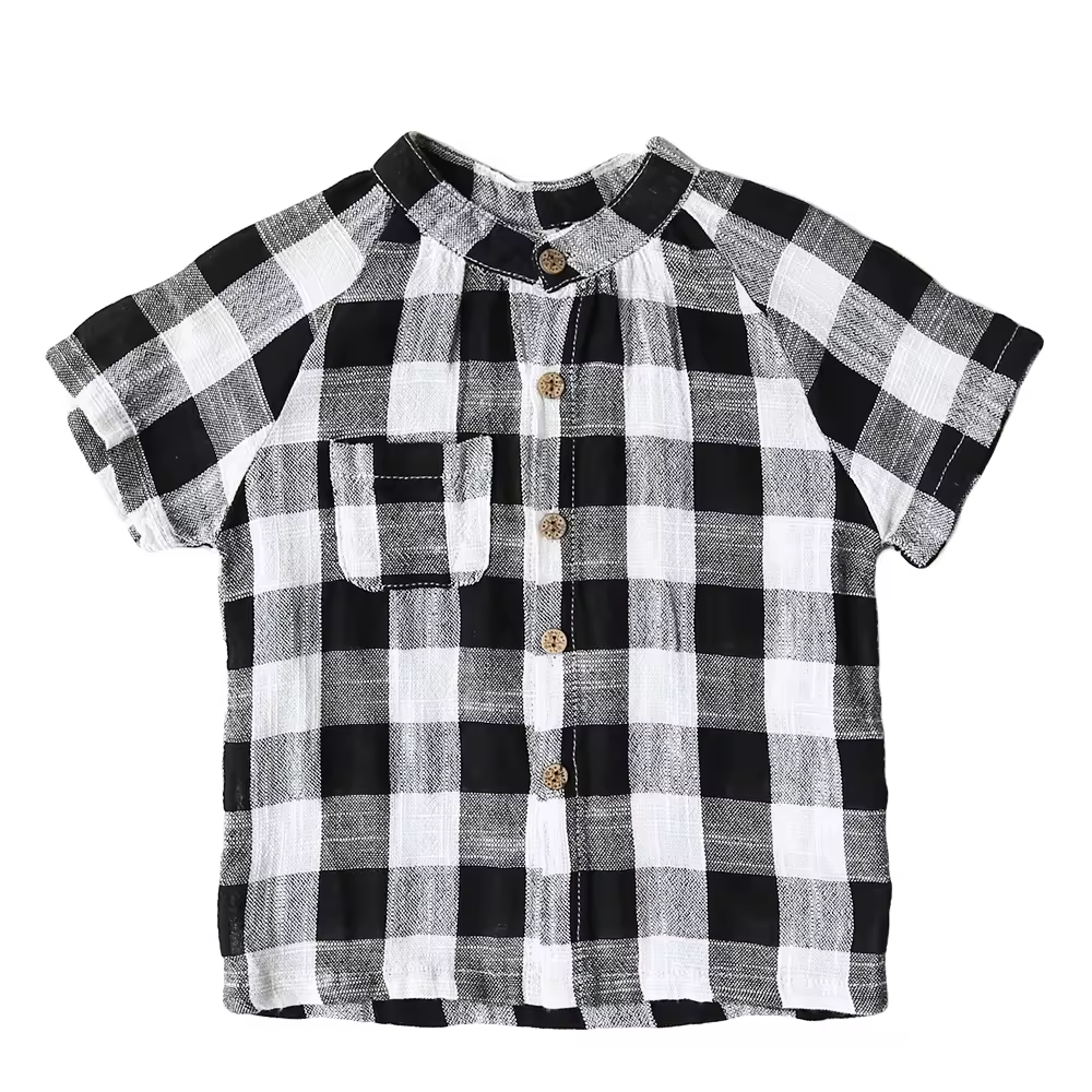 Short Sleeves Casual Shirts Cotton Linen Clothes Plaid Shirt