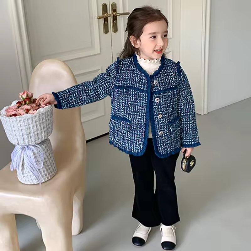 Warm Winter Lovely blue Long Sleeve Jacket Outerwear - Image 2