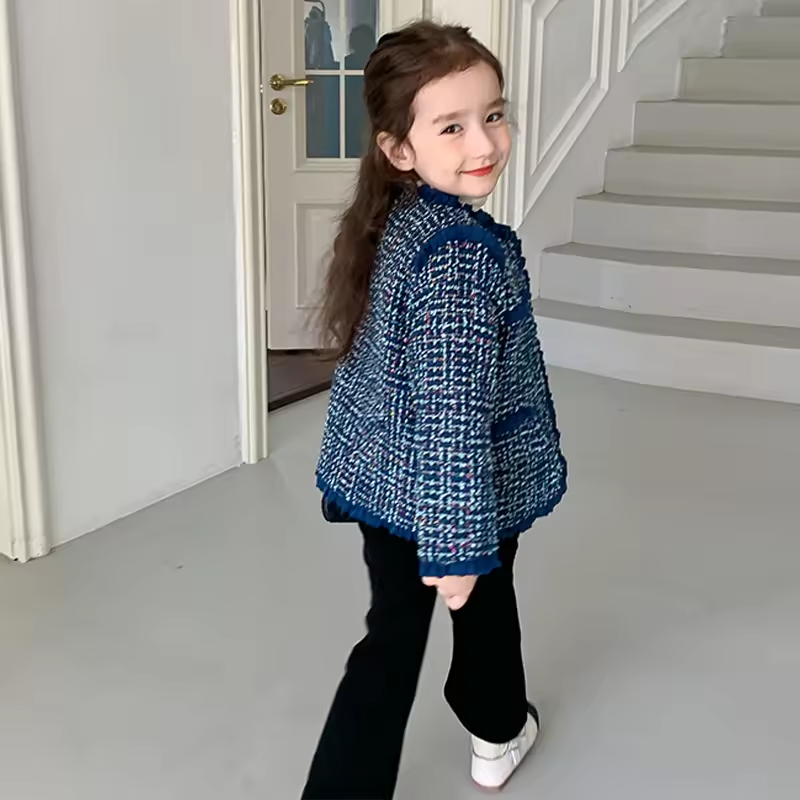 Warm Winter Lovely blue Long Sleeve Jacket Outerwear - Image 3