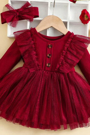 Mesh Fluffy Dress Long Sleeve Dress