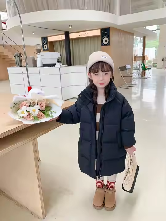 White goose down long fashion girl winter clothing