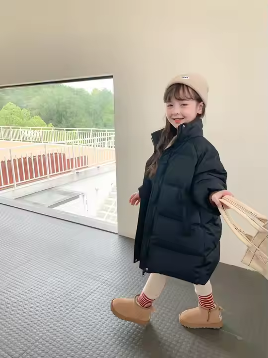 White goose down long fashion girl winter clothing - Image 2