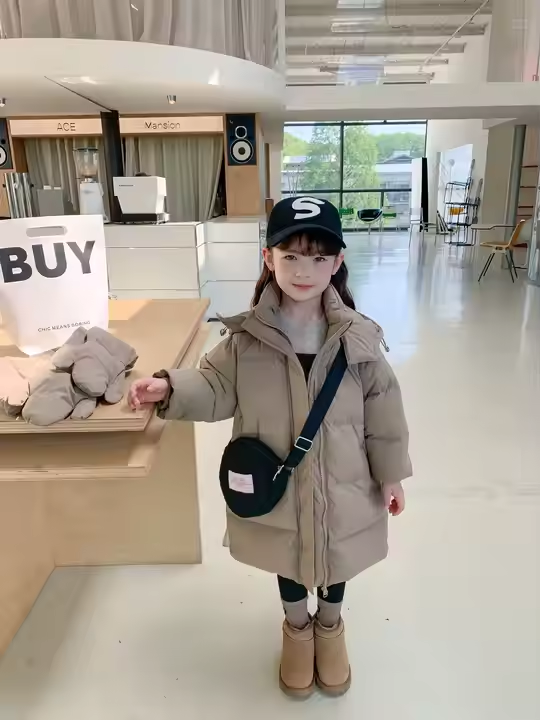 White goose down long fashion girl winter clothing - Image 3