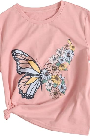 Girl Cute Graphic Casual Round Neck Short Sleeve Tee Shirt Tops