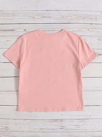 Girl Cute Graphic Casual Round Neck Short Sleeve Tee Shirt Tops - Image 2