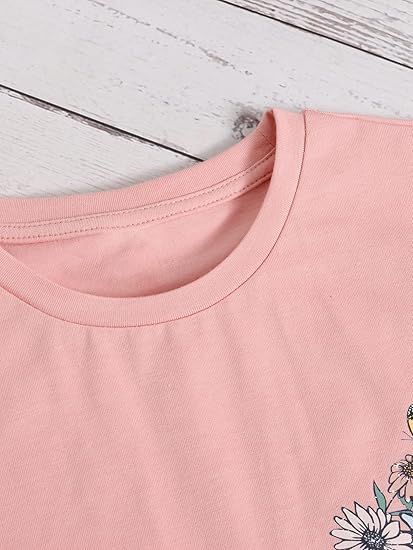 Girl Cute Graphic Casual Round Neck Short Sleeve Tee Shirt Tops - Image 3